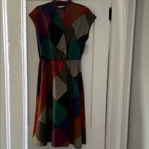Colorful Vintage (1980s) Geometric Midi Dress
